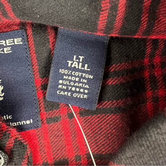 Roundtree & Yorke Portuguese Flannel Shirt Mens Size LT Tall Plaid Red Black NWT - Picture 5 of 12